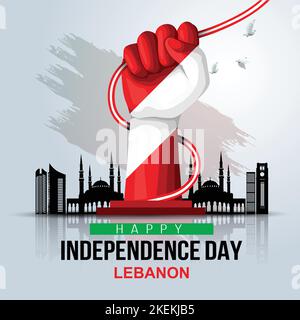 Illustration de la conception du modèle de vecteur Happy Independence Day Liban. Illustration de Vecteur