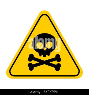 Danger, signe toxique icône du crâne isolée sur fond blanc. Symbole d'avertissement du crâne. Attention à la mort, toxique poison jaune triangle élément conception. Vecteur Illustration de Vecteur