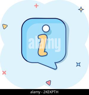 Icône d'information en style comique. FAQ aide dessin animé vecteur illustration sur fond blanc isolé. Concept commercial de l'effet de destruction du service d'assistance. Illustration de Vecteur