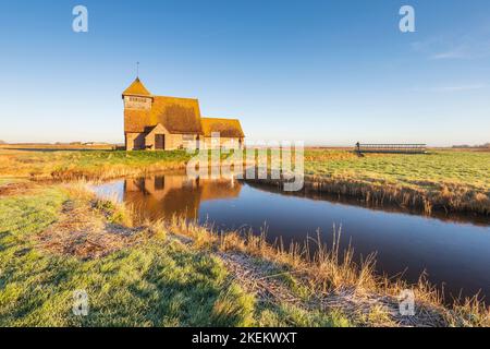 St. Église Thomas á Becket également connue sous le nom d'église Fairfield sur le marais Romney dans le Kent Banque D'Images