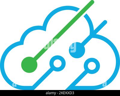 Illustration numérique du logo bleu d'une entreprise de technologie de cloud sur fond blanc Illustration de Vecteur