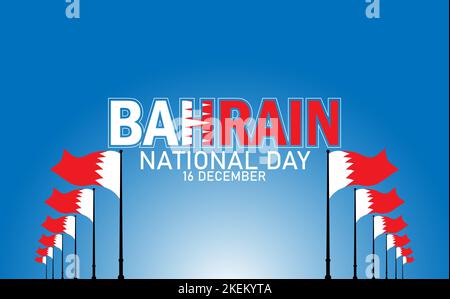 Affiche pour la célébration de la journée nationale de Bahreïn. Vecteur de jour national avec drapeau de Bahreïn, Journée nationale de Bahreïn Illustration de Vecteur