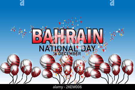 Illustration de la célébration de la journée nationale de Bahreïn. Vecteur de la journée nationale avec ballon drapeau de Bahreïn, Journée nationale de Bahreïn Illustration de Vecteur