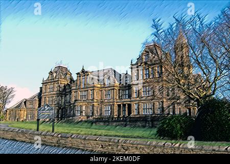 Crossley Heath School, cette photo est basée sur une de mes photos montrant l'ancien orphelinat maintenant école de grammaire. Banque D'Images