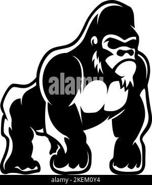 Illustration du singe gorille en style gravure. Élément de conception pour logo, étiquette, affiche. Illustration vectorielle Illustration de Vecteur