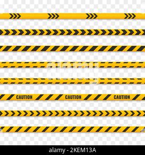 Ruban de mise en garde. Attention lignes d'avertissement jaunes isolées sur blanc. Illustration vectorielle Illustration de Vecteur