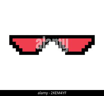 Amusant rétro pixel soleil verre icône, style de vie meme lunettes de soleil thoug, illustration vectorielle . Illustration de Vecteur