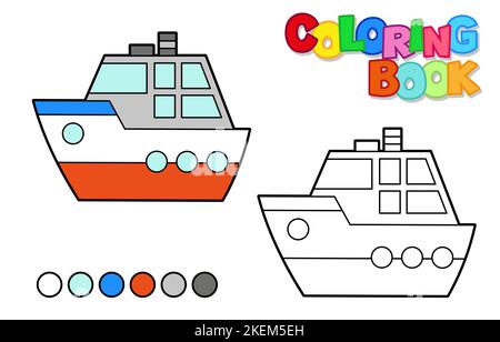 Illustration vectorielle d'un bateau de croisière. Livre de coloriage pour enfants Illustration de Vecteur