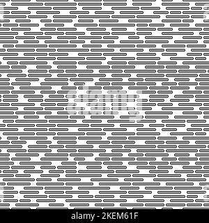 Motif vectoriel horizontal linéaire transparent en noir isolé sur fond blanc. Texture vectorielle sans couture des lignes et des rectangles avec arrondi Illustration de Vecteur