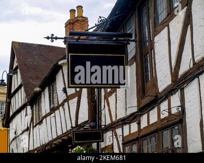 Avis d'une vieille maison tudor à Tewkesbury dans Gloucestershire, en Grande-Bretagne. Banque D'Images