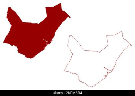 Carte du district non métropolitain de Boston, Borough (Royaume-Uni de Grande-Bretagne et d'Irlande du Nord, comté cérémonial Lincolnshire ou Lincs, Angleterre) Illustration de Vecteur