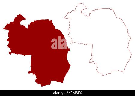 Carte du district non métropolitain de North Kesteven (Royaume-Uni de Grande-Bretagne et d'Irlande du Nord, comté cérémonial Lincolnshire ou Lincs, Angleterre) Illustration de Vecteur