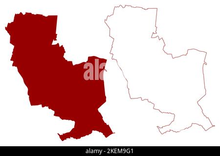 Carte du district non métropolitain de South Kesteven (Royaume-Uni de Grande-Bretagne et d'Irlande du Nord, comté cérémonial Lincolnshire ou Lincs, Angleterre) Illustration de Vecteur