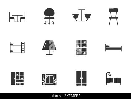 mobilier glyphe vecteur icônes isolées Illustration de Vecteur