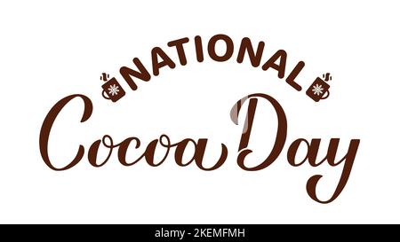 Calligraphie nationale de jour de cacao lettrage à la main isolé sur blanc. Vacances aux États-Unis sur 13 décembre. Modèle vectoriel pour logo, poster typographique, pos Illustration de Vecteur