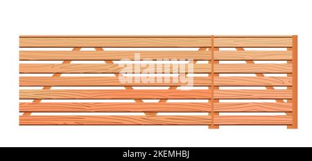 Nouvelle clôture en bois non peinte en planches et clôture de piquetage. Les planches sont clouées horizontalement. Isolé sur fond blanc vecteur Illustration de Vecteur