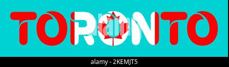 Toronto et le drapeau canadien. Illustration vectorielle plate isolée sur l'arrière-plan. Illustration de Vecteur