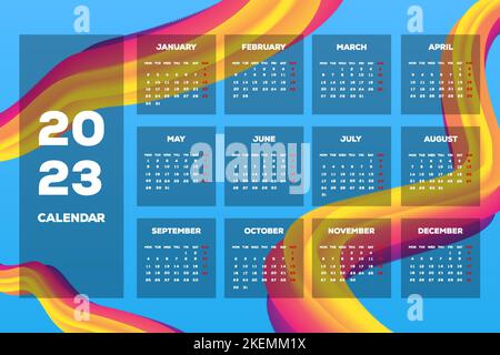 modèle de calendrier de la nouvelle année 2023 style de conception abstrait Illustration de Vecteur