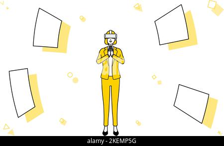 Illustration d'une femme en costume portant des lunettes VR, réalité virtuelle, métaverse, etc Illustration de Vecteur