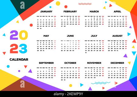 modèle de calendrier de la nouvelle année 2023 style moderne Illustration de Vecteur