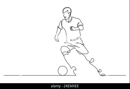 dessin continu d'un homme jouant au football et de l'illustration du vecteur de possession de dribble Illustration de Vecteur