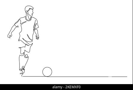 dessin en ligne continu d'un joueur de football de tir un dessin vectoriel de frekick concept minimalisme illustration Illustration de Vecteur