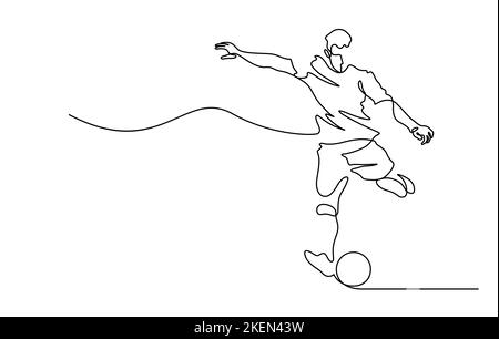 dessin en ligne continu d'un joueur de football tir ballon vecteur illustration concept minimalisme Illustration de Vecteur