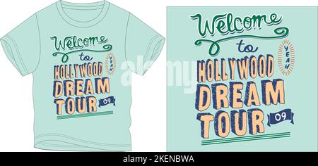 wellcome to hollywood t shirt graphisme dessin vectoriel illustration fichier numérique impression d'écran, vêtements pour enfants, mode pour enfants, vecteur, art vectoriel, graphique te Illustration de Vecteur