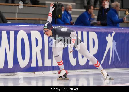 STAVANGER, NORVÈGE - NOVEMBRE 13 : Vanessa Herzog, d'Autriche, en compétition sur le Groupe B des femmes 1000m lors de la coupe du monde de Speedskating 1 sur 13 novembre 2022 à Stavanger, Norvège (photo de Douwe Bijlsma/Orange Pictures) NOCNSF Banque D'Images