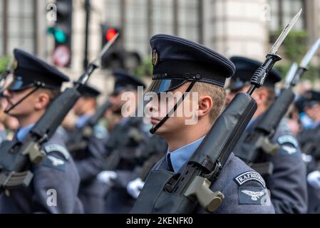 Royal Air Force Regiment King's Color Squadron au Lord Mayor's Show Parade, dans la ville de Londres, au Royaume-Uni Banque D'Images