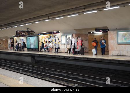 Lisbonne, Portugal - septembre 2022 : station de métro Saldanha sur la ligne Linha Vermelha à Lisbonne Banque D'Images