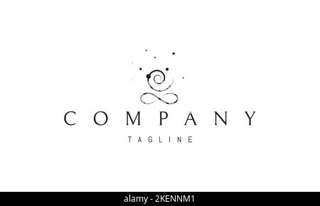 Logo vectoriel sur lequel une image abstraite du signe de l'infini et une spirale qui ensemble ressemblent à la figure d'un méditateur. Illustration de Vecteur