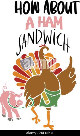 dinde de thanksgiving drôle avec cochon Illustration de Vecteur
