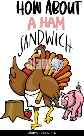 drôle de dessin animé thanksgiving turquie avec porc Illustration de Vecteur