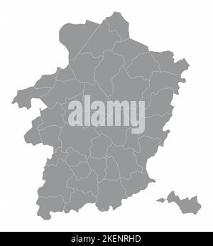 La province de Limbourg, carte administrative isolée sur fond blanc, Belgique Illustration de Vecteur