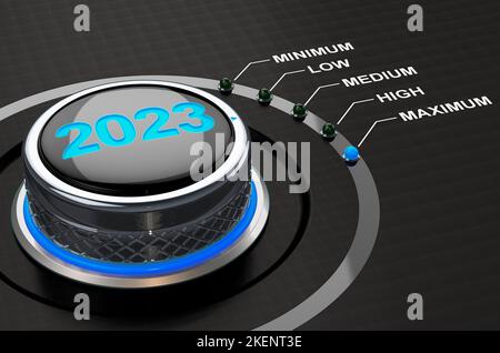 2023 interrupteur année, bouton. 3D rendu Banque D'Images