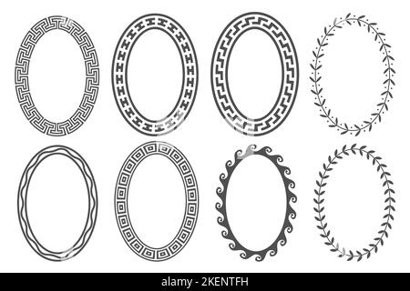 Ensemble de cadres ovales à clé grecque. Bordures circulaires avec ornements en méandre. Ellipse conceptions anciennes. Vecteur Illustration de Vecteur