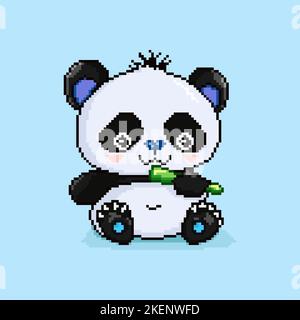 Joli dessin animé Panda. Illustration pixel vecteur isolé. Illustration de Vecteur