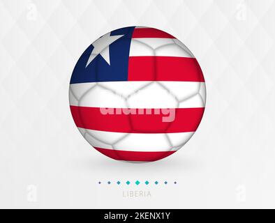 Ballon de football avec motif drapeau du Libéria, ballon de football avec drapeau de l'équipe nationale du Libéria. Icône Vector sport. Illustration de Vecteur