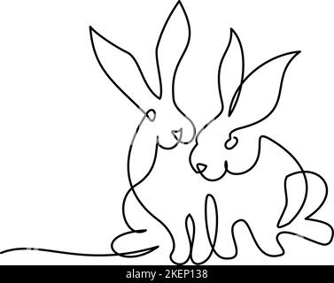 Année du lapin 2023. Mise en plan continue d'une ligne Illustration de Vecteur