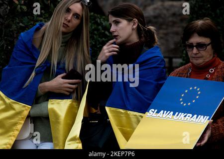 Rome, Italie, Italie. 13th novembre 2022. Les citoyens ukrainiens manifestent au centre de Rome contre la guerre en Ukraine. (Credit image: © Andrea Ronchini/Pacific Press via ZUMA Press Wire) Banque D'Images