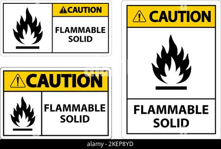 Attention signes dangereux inflammable solide sur fond blanc Illustration de Vecteur