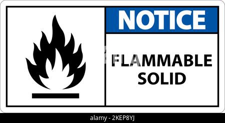 Avis signes dangereux inflammable solide sur fond blanc Illustration de Vecteur