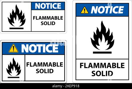 Avis signes dangereux inflammable solide sur fond blanc Illustration de Vecteur