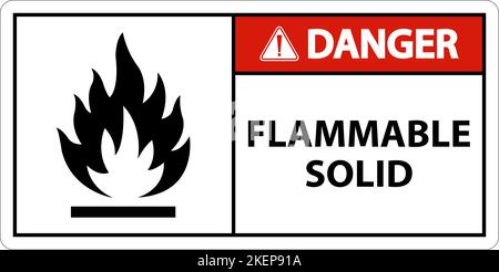 Danger signes dangereux inflammable solide sur fond blanc Illustration de Vecteur