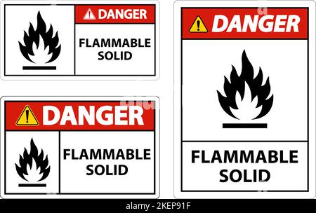 Danger signes dangereux inflammable solide sur fond blanc Illustration de Vecteur