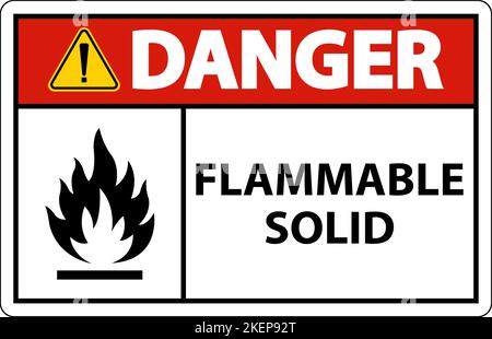 Danger signes dangereux inflammable solide sur fond blanc Illustration de Vecteur