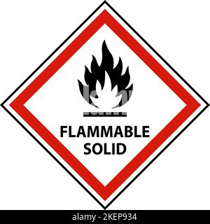 Panneaux dangereux inflammable solide sur fond blanc Illustration de Vecteur