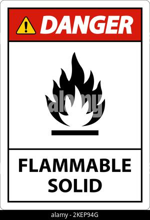 Danger signes dangereux inflammable solide sur fond blanc Illustration de Vecteur