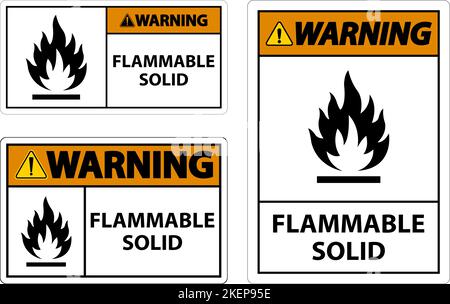 Avertissement signes dangereux inflammable solide sur fond blanc Illustration de Vecteur